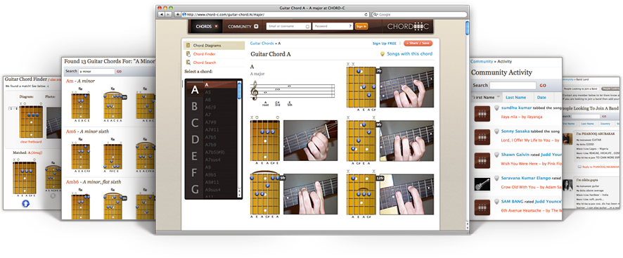 CHORD-C is a full featured site to help you learn guitar chords